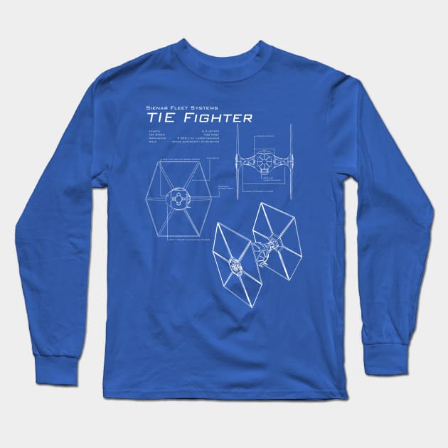 TIE Fighter Blueprints Long Sleeve T-Shirt by patrickkingart